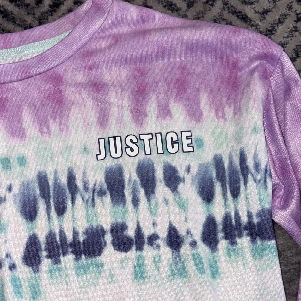 🦋Justice Lavender and Teal Tie-Dye Hoodie